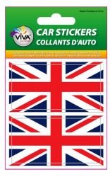 2 United Kingdom UK Great Britain Country Flag Set of Small Automobile Bumper Stickers Decals ... 1 3/8 X 2 3/4 Inches ... New in Package