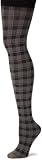 Steve Madden Women's Plaid Fashion Tight, Dark Grey/Black, Medium/Tall