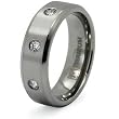 Titanium Ring with 3 Bezel-set Cubic Zirconia (Sizes 8-12)
