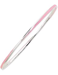Sterling Silver Twisted Pink Enamel Bangle by Stackable Expressions, Best Quality Free Gift Box Satisfaction Guaranteed