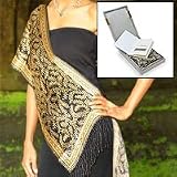 Silk batik scarf, 'Black Fern'