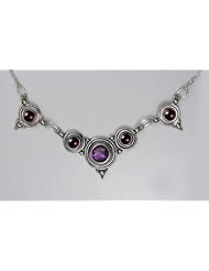 A Stunning Sterling Silver Gemstone Necklace Accented with Amethyst and Garnet