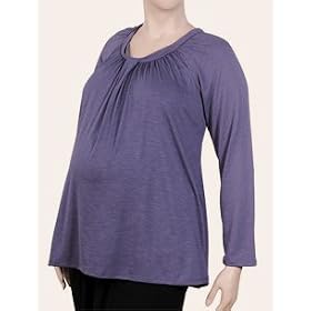 Motherhood Maternity: Plus Size Long Sleeve Scoop Neck Banded Bottom Maternity Blouse