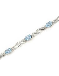 14kt Yellow Gold Oval Aquamarine and Diamond Bracelet
