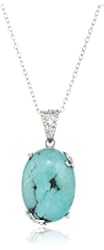 Sterling Silver Genuine Turquoise Pendant Necklace
