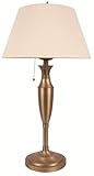 IMAGE OF GE 18737 Table Lamp, Vintage Brass Finish, Ivory Hardback Shade, 30in Height, 16in Diameter, Designer Quality Finish, UPC 043180187376, Shipping Dimensions 17 x 17 x 10.5 in, Ship Weight 10.25 lbs, One 2700K GU24 Bulb Included