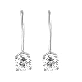 14k White Gold Diamond Lever Back Earrings w/ basket(.28 cttw, I-J Color, I2 Clarity)