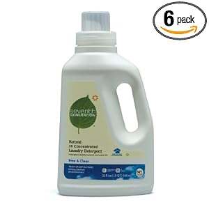 Seventh Generation 2x Liquid Laundry Detergent, 32-Ounce Bottles (Pack of 6)