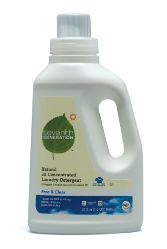 Seventh Generation Liquid Laundry 2x Concentrate, Free & Clear, 32-Ounce Bottles (Pack of 6)