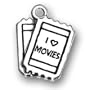 I Love Movies Pair of Theater Tickets Sterling Silver Charm