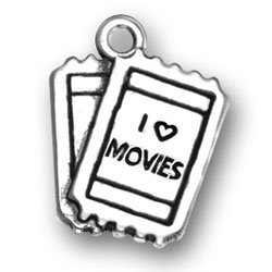 I Love Movies Pair of Theater Tickets Sterling Silver Charm