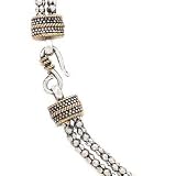 925 Silver Double-Strand Popcorn Bracelet with 14k Gold Accents- 7.5 IN