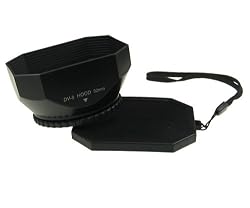 Mennon DV-s 52 Screw Mount 52mm Digital Video Camcorder Lens Hood with White Balance and Regular Caps, Black