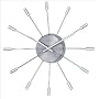 Retro Wall clock metal prong rays and cylindrical ends - 13.375x13.375x2.25