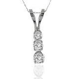 10k White or Yellow Gold 3-Stone Diamond Pendant (1/8 cttw, I-J Color, I2-I3 Clarity)