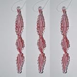 7" PLASTIC RED & WHITE TWISTED ICICLE ORNAMENTS 3PC.
