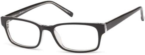 Unisex Sturdy Wayfarers Prescription Rx-able Eye Glasses Frames in Black-Crystal