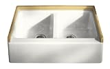 KOHLER K-6534-4U-0 Hawthorne Apron-Front, Undercounter Kitchen Sink, White