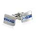 Elegant Fiber Optic Silver Cufflinks with Sapphire Swarovski Crystal with Presentation Box