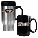 Anaheim Ducks Stainless Steel Travel Mug and Black Ceramic Mug Set
