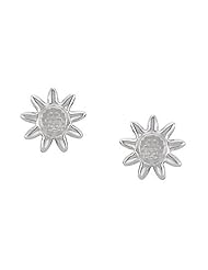 Baby GirlS Flower Pattern Earrings in Gold - 14kt White - Pressure Backs