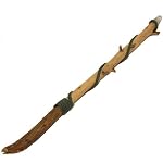 Fluorite Wand 02 Wood Green Natural Crystal Healing Leather Crystal Healing Manifestation Pagan Reiki Rod 12