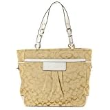 Women's Gallery Light Khaki/White Signature Pleated Jacquard Tote: Light Khaki/White Tote