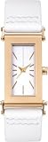 French Connection Gold Ladies White Dial White Leather Strap Watch