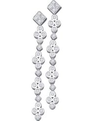 Real Diamond Earrings 0.50CTW ROUND DIAMOND LADIES FASHION EARRINGS White-gold 14K