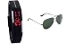 Sheomy Combo of Black Green Aviator Sunglass and a LED Digital Black dial Watch with Magnet Lock RS.299.00