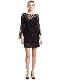Laundry by Shelli Segal Women's Long Sleeve Dot Mesh Dress,Black - 001,10