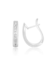 1/2 (0.46-0.55) Cts Diamond Hoop Earrings in Silver