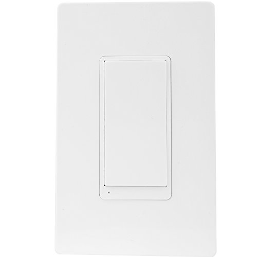 Enerwave ZW15S Z-Wave Wireless 3 Way Switch, 120VAC 15A 60Hz 1000W Incandescent with Free Screwless Wall Plate, NEUTRAL WIRING REQUIRED, White
