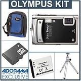 Olympus Stylus Tough 8000 Digital Camera KIT, Black with 4GB Micro SD Memory Card, Camera Case, Table Top Tripod, Spare LI- 50B Lithium-Ion Rechargeable Battery