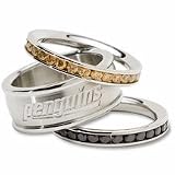 Pittsburgh Penguins NHL Team Logo Crystal Stacked Ring Set Size 7
