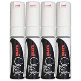 Brand New. uni Chalk Marker Broad Chisel Tip PWE-8K Line Width 8mm White Ref 5046823 [Pack 4]