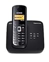 Siemens Gigaset A585 ECO schnurloses DECT Telefon mit beleuchteter Tastatur, beleuchtetem Display und integriertem Anrufbeantworter, pianoschwarz