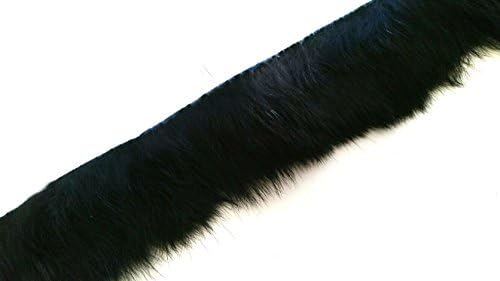 3cm Raw Edged Real Rabbit Fur Trim (Black)