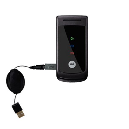 Retractable USB Cable for the Motorola W260g with Power Hot Sync and Charge capabilities - uses Gomadic TipExchange Technology
