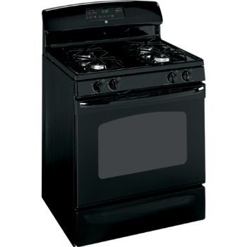ge: 30” gas range with 4 sealed burners, cast-iron grates, 4.8 cu ft. self clean traditional oven, quickset iii oven controls and storage drawer