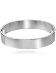 Sterling Silver Polished Wide Rectangular Tubing Guard and Hinge Bracelet