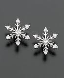 14k White Gold Diamond-Accented Snowflake Stud Earrings