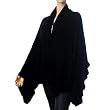 BLACK KNIT RUFFLE EDGE PONCHO SHAWL CLOAK WRAP CAPE