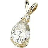 Fabulous!14k White or Yellow-gold 2 Ct Pear Shape Created Moissanite Pendant