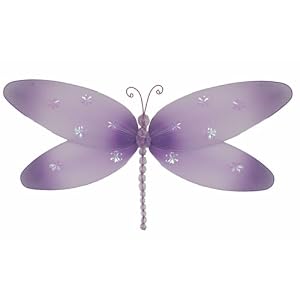 10 Purple Sparkle Dragonfly nylon hanging ceiling wall baby nursery room wedding decor by Bugs-n-Blooms