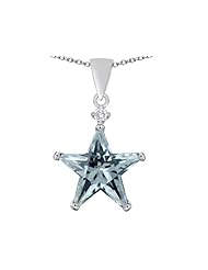 Original Star K (tm) Large 14mm Fancy Star Pendant with Simulated Aquamarine in 925 Sterling Silver