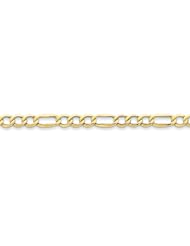 10k 6.6mm Semi-Solid Figaro Chain, Size 7