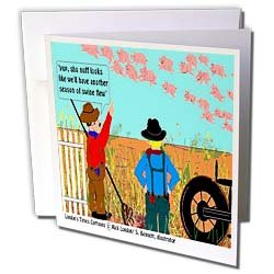 Londons Times Funny Animals Cartoons - Flying Pigs Swine Flu - Greeting Cards-12 Greeting Cards with envelopes