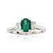 .75ct Emerald, Diamond Three Stone Ring In 18kt White Gold. Size 7