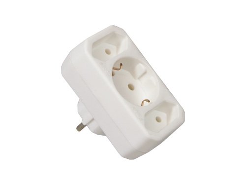 Schuko-/Euro-Adapter 2+1 , weiß,